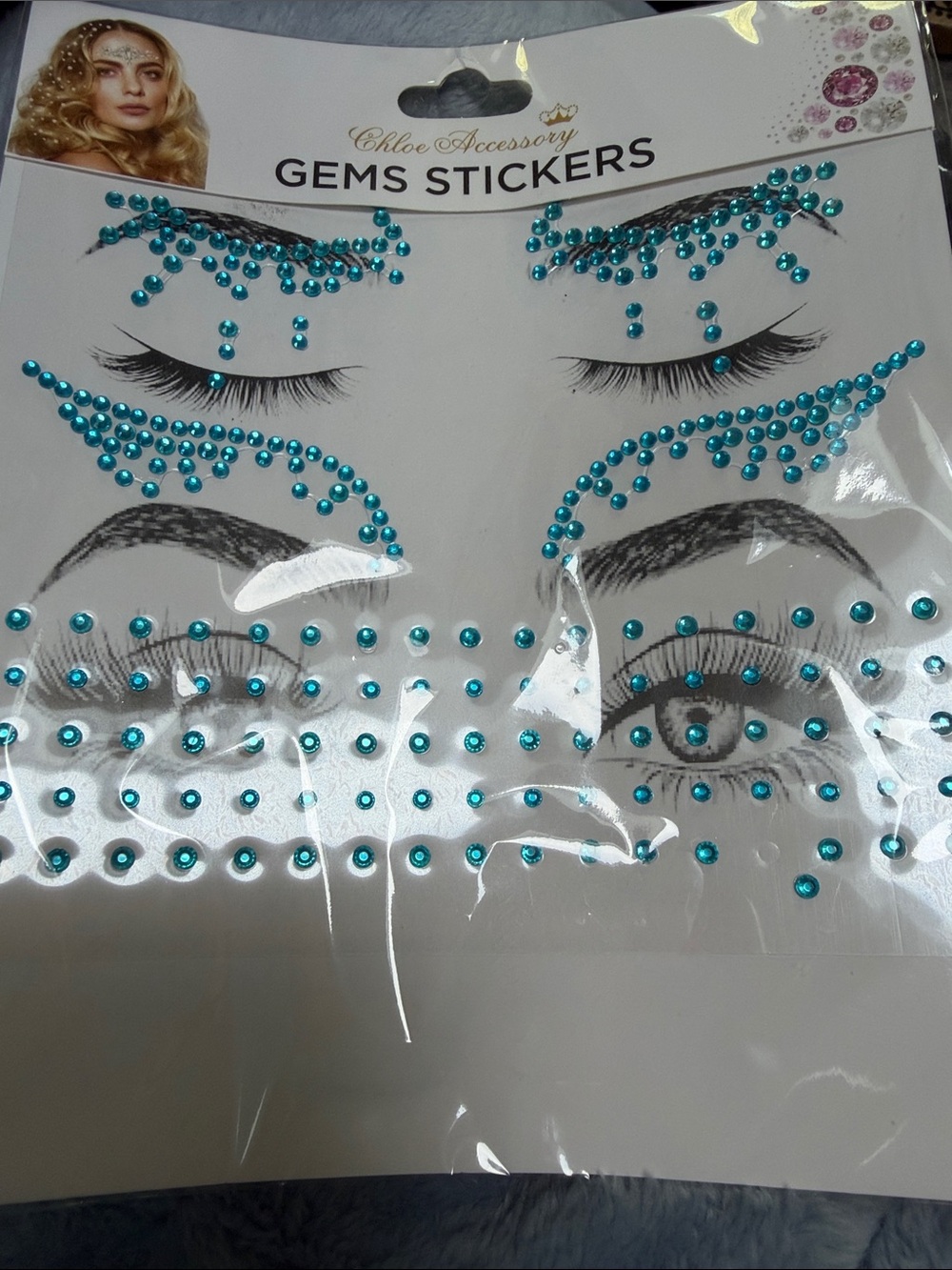 Turquoise Face Gem Stickers - Decorative Gems for Eyes